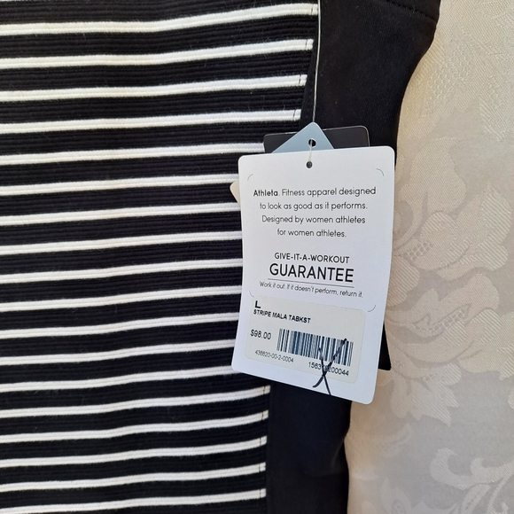 Athleta Mala Black White Scoop Back Sleeveless Tank Dress szL - Picture 6 of 10